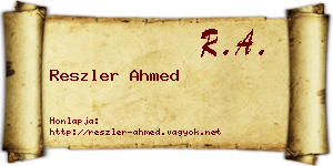 Reszler Ahmed névjegykártya